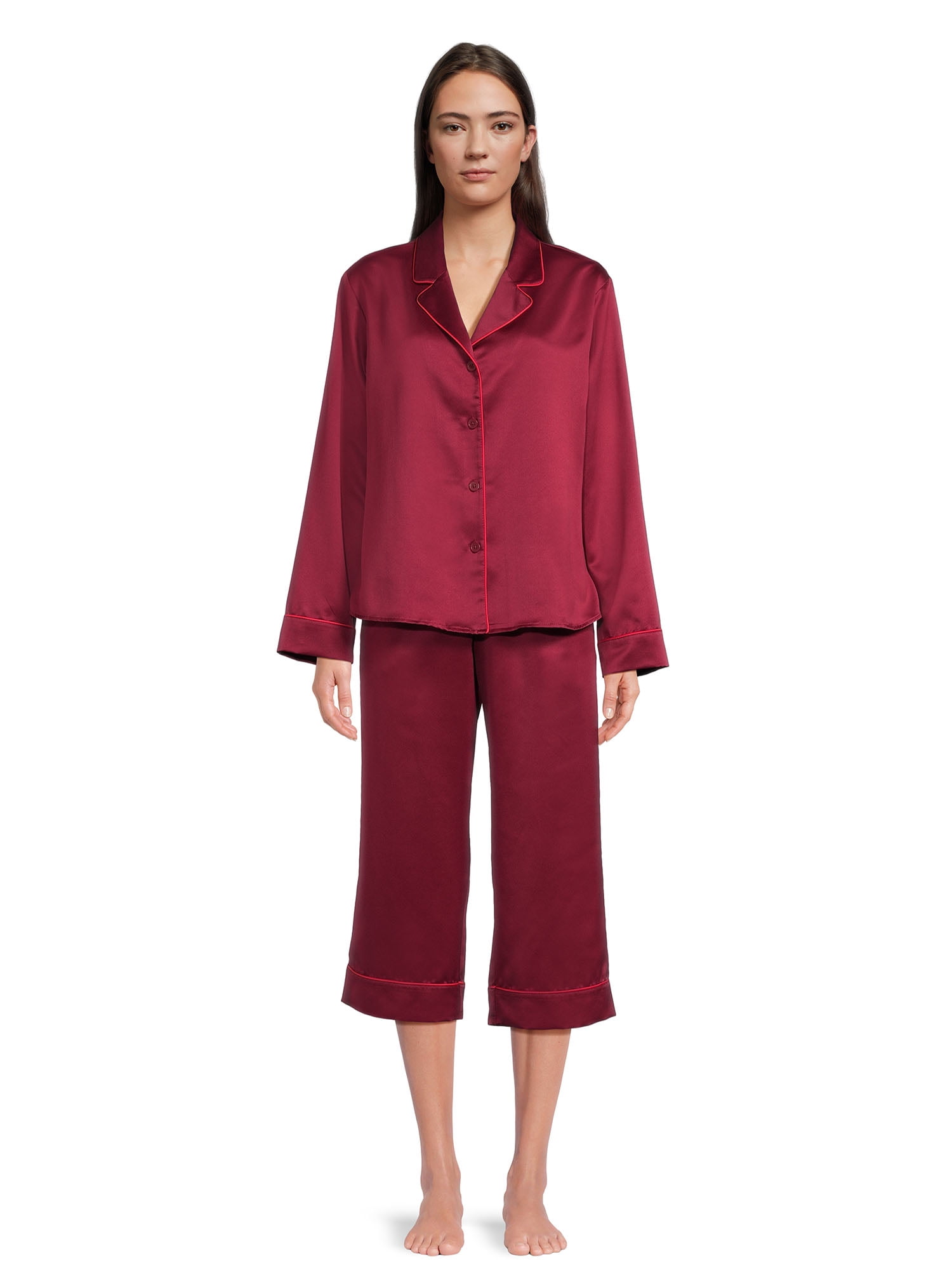 The Pioneer Woman Long Sleeve Satin Top and Pants Pajama Set, Women’s