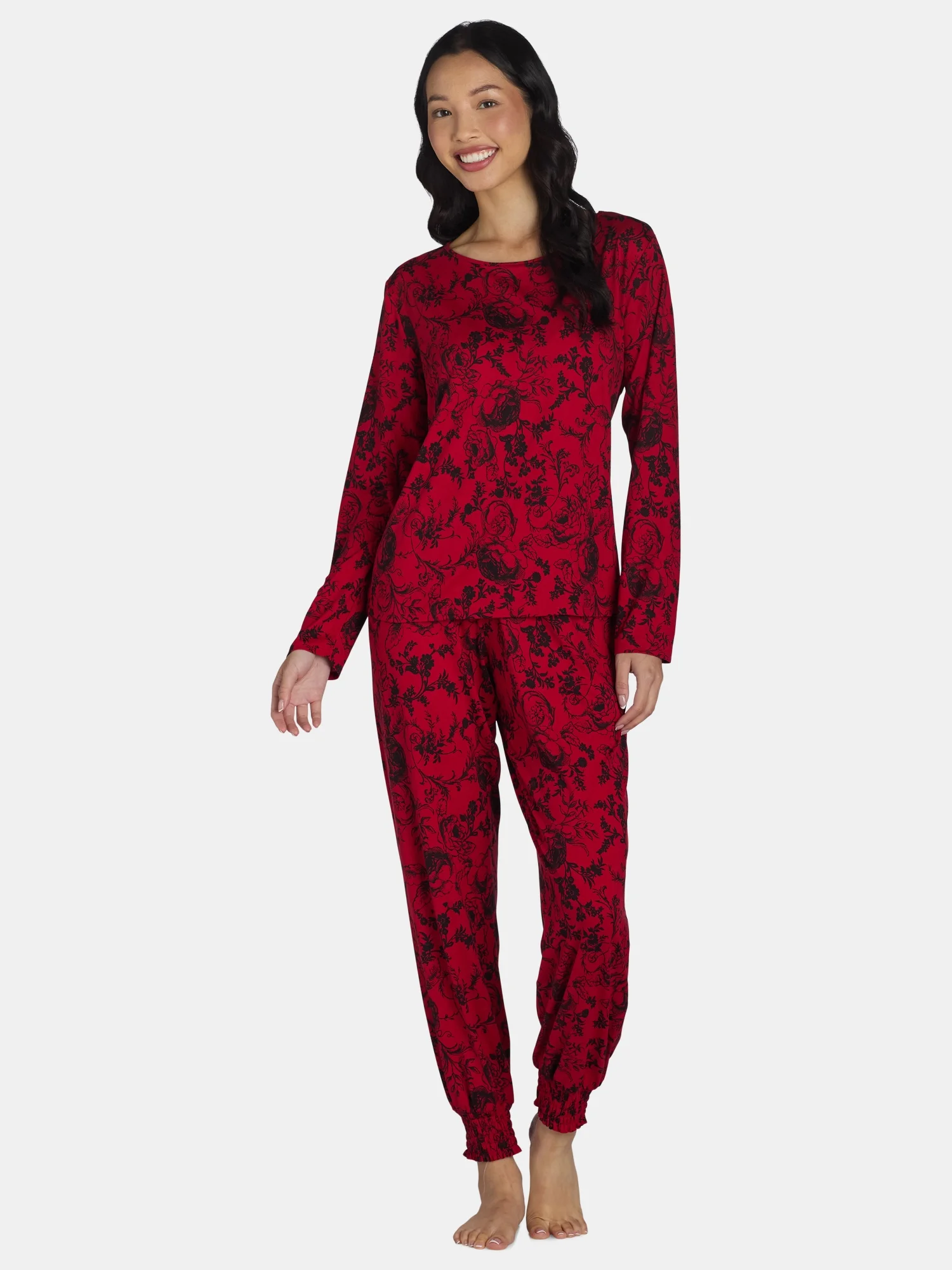 The Pioneer Woman Long Sleeve Top and Jogger Pants Pajama Set, 2-Piece, Sizes S-3X, Women’s