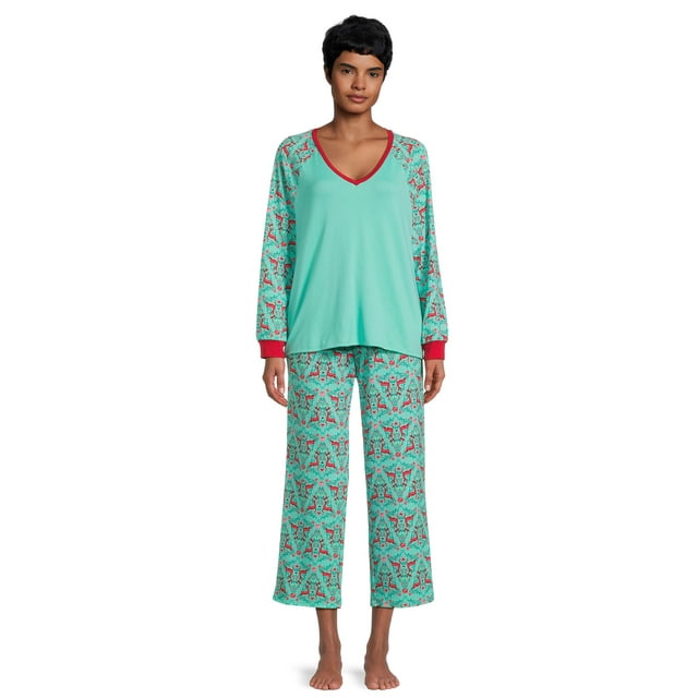 The Pioneer Woman Long Sleeve Top with Pants Pajama Set, Women’s, 2 ...