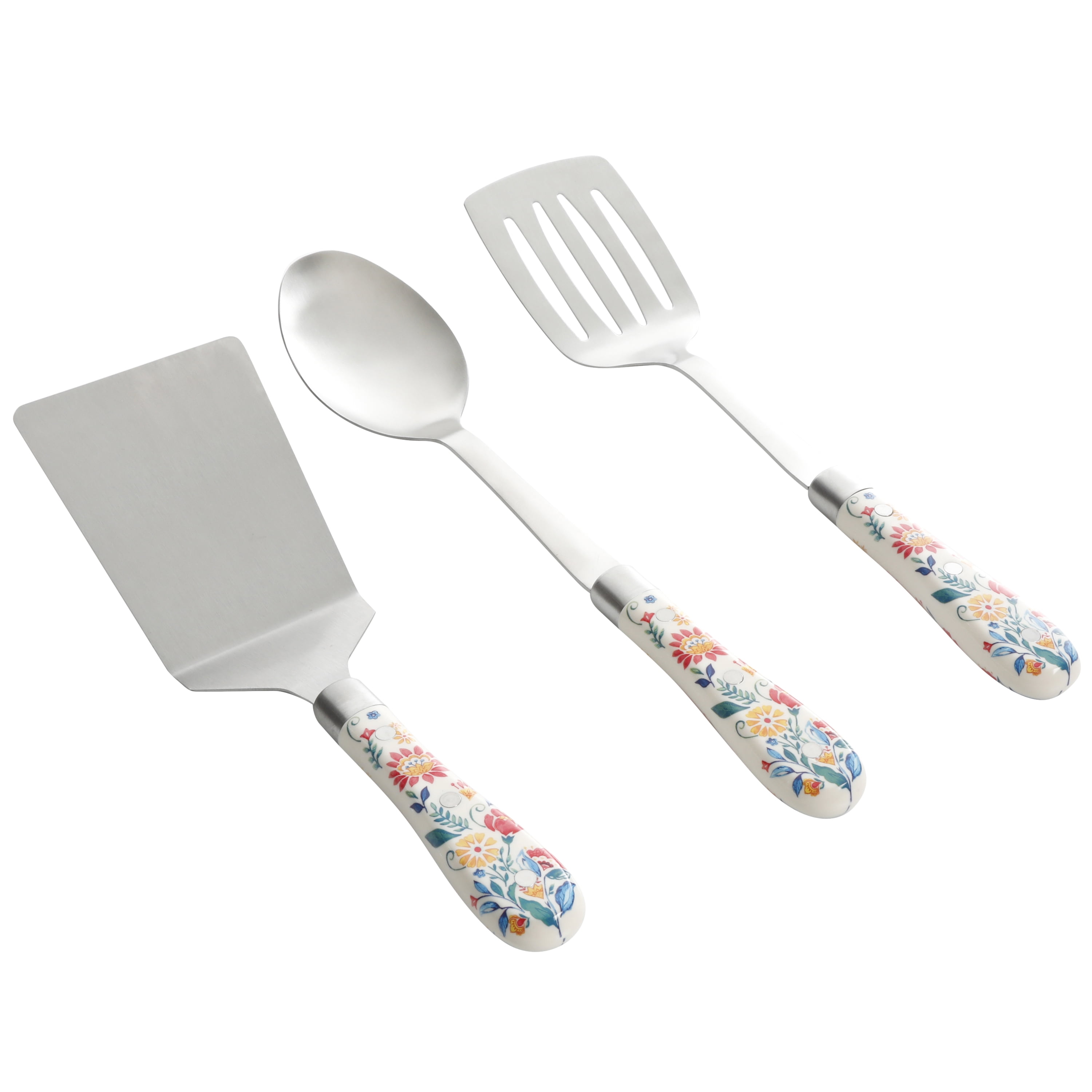 The Pioneer Woman 3-Piece Mini Spatulas with Acacia Wood Handles Set, Decal  with Multicolor 
