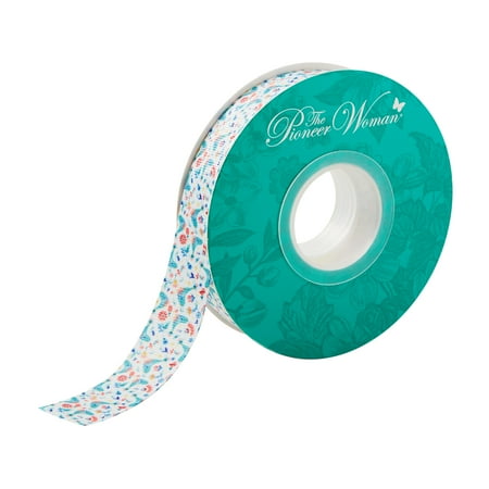The Pioneer Woman Mazie Bird Polyester Grosgrain Ribbon, 7/8" x 25 Yards