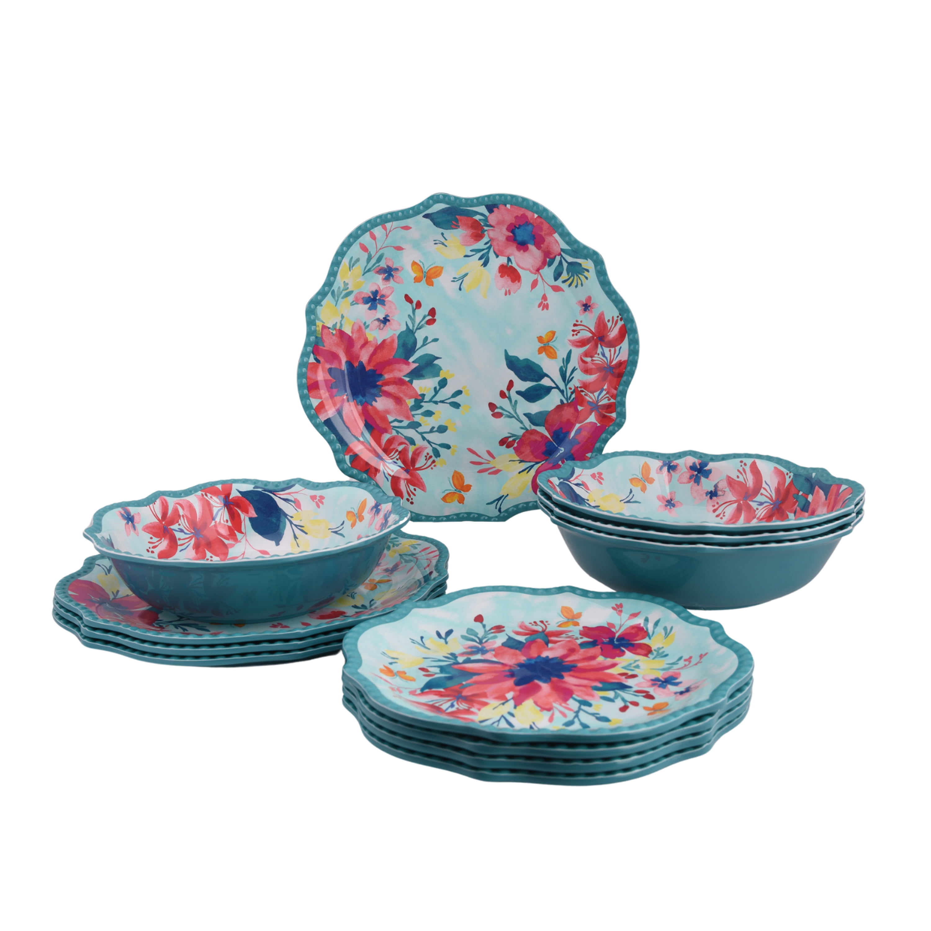 Melamine Dinnerware Dish Sets Walmart Better Homes Gardens 12