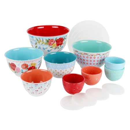 The Pioneer Woman Melamine Mixing Bowl Set with Lids, 18 Piece Set, Sweet Rose