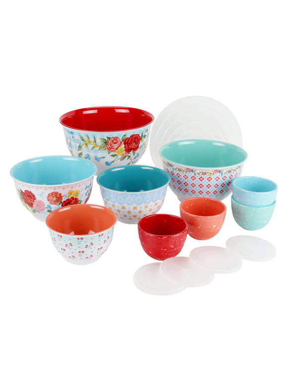 The Pioneer Woman Melamine Mixing Bowl Set with Lids, 18 Piece Set, Sweet Rose