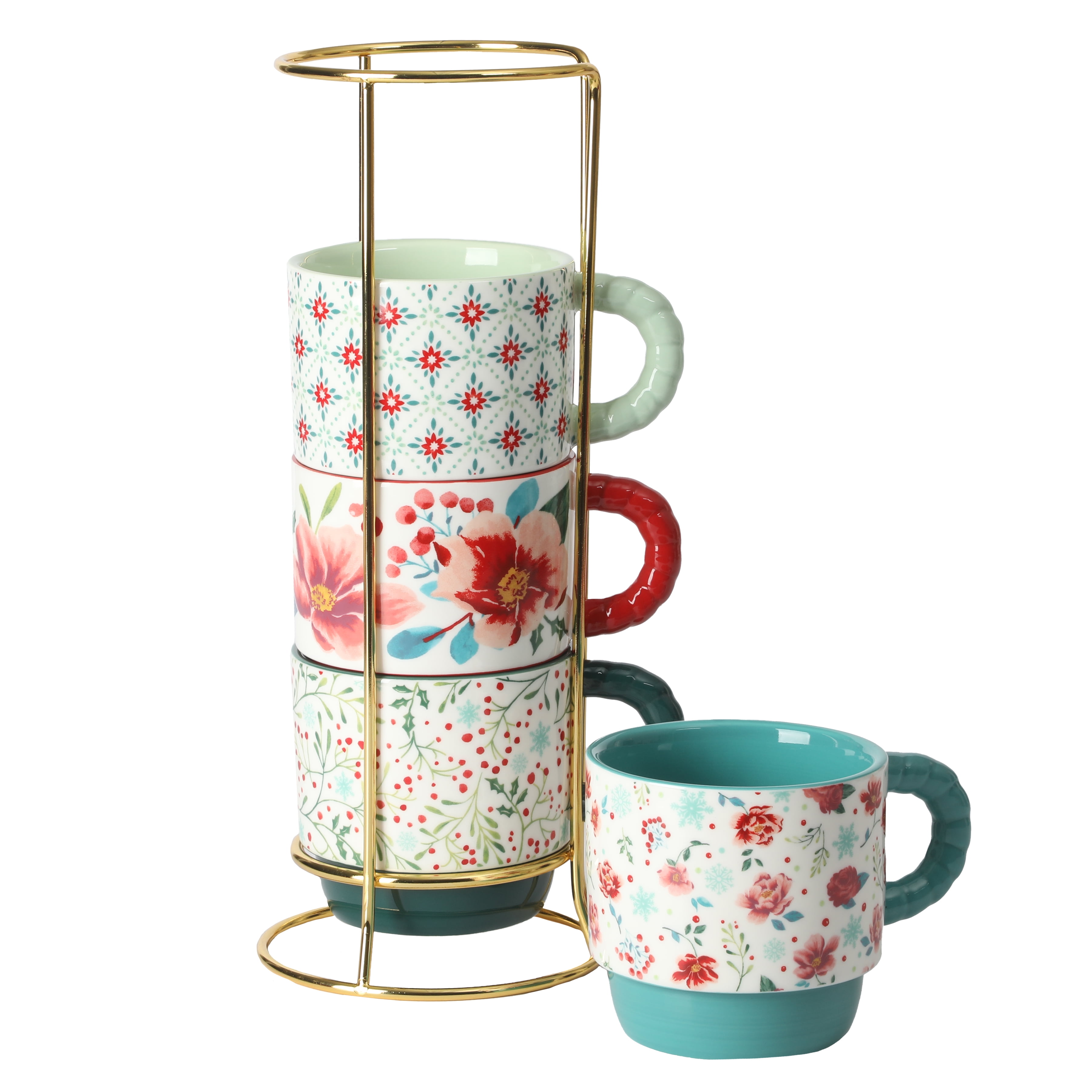 The Pioneer Woman Merry Meadow Stoneware Stacking Mugs - Walmart.com