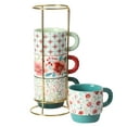 thumbnail image 1 of The Pioneer Woman Merry Meadow 5-Piece 12.5oz Stoneware Stacking Mugs with Rack, 1 of 9
