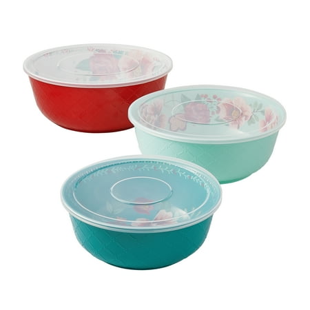 The Pioneer Woman Merry Meadow 6 Piece Embossed Melamine Serving Bowl Set with Lids by The Pioneer Woman on TalkShopLive