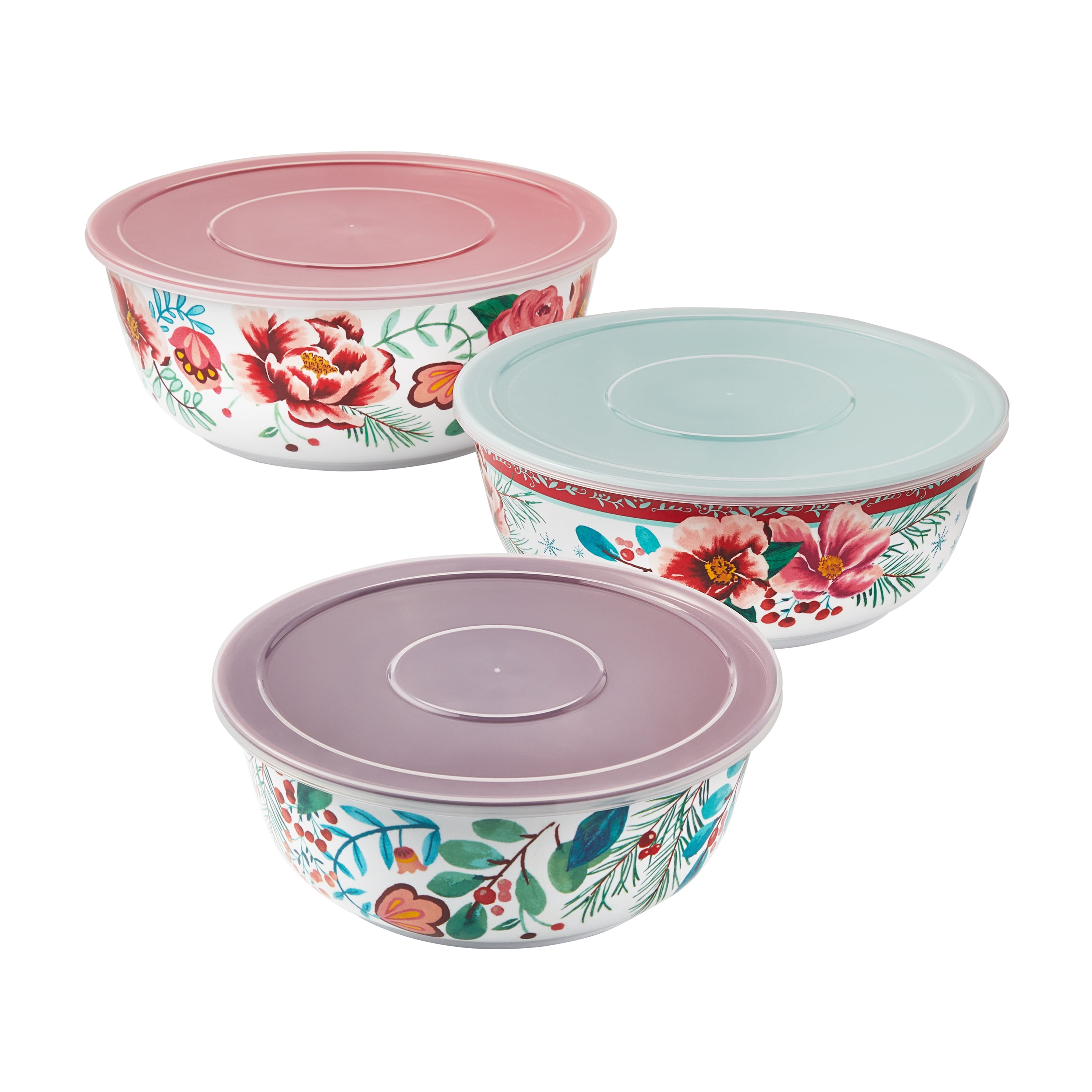 The Pioneer Woman Merry Meadow 6Piece Melamine Serving Bowl Set with Lids