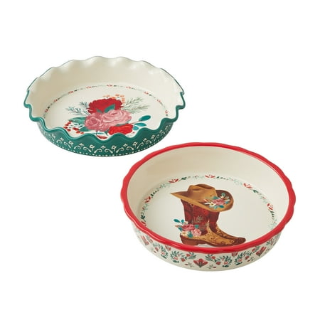 The Pioneer Woman Merry Meadows 2-Piece 9-Inch Holiday Pie Plate Set