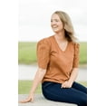 thumbnail image 1 of The Pioneer Woman Mixed Media Top with Puff Sleeves, Sizes XS-3X, Women’s, 1 of 6