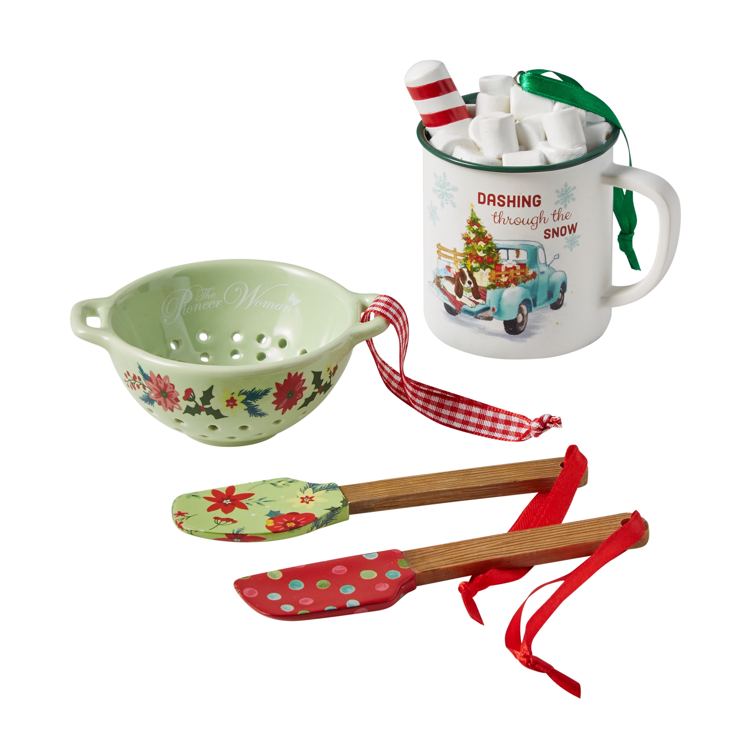 The Pioneer Woman Mug, Colander, Spatulas 4-Piece Ornament Bundle ...