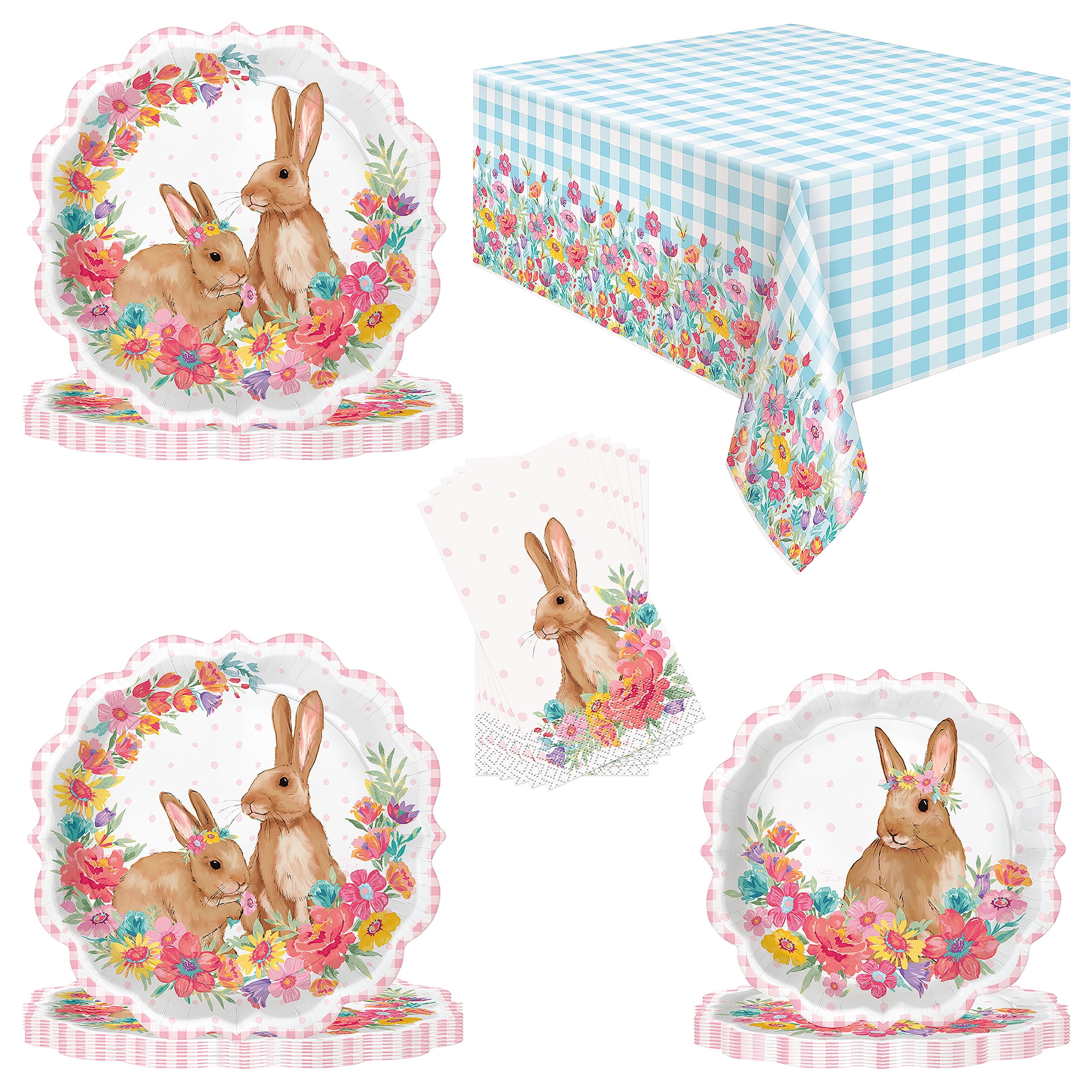 The Pioneer Woman Multi Color Blooming Easter Bunny Tableware Kit for