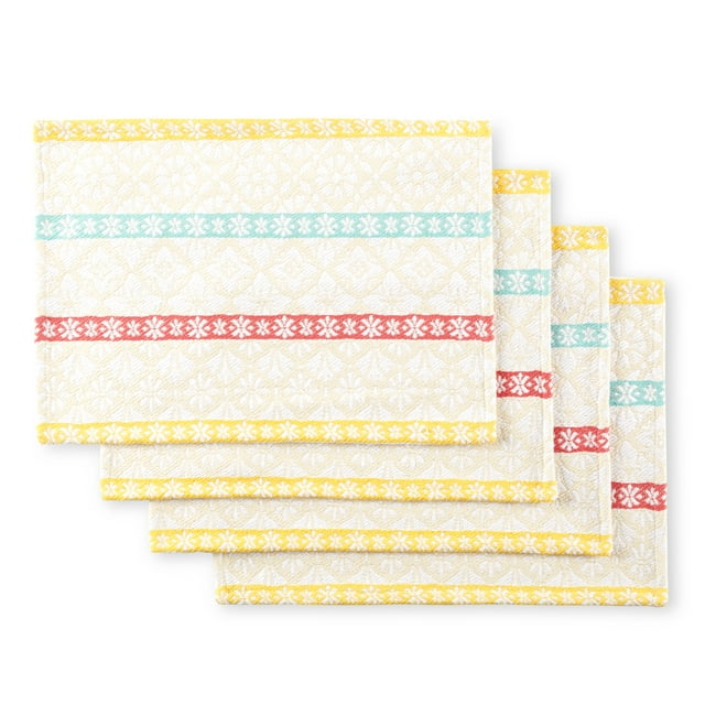 The Pioneer Woman Multi Stripe Fabric Placemat Set, Multicolor, 14