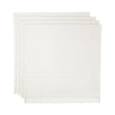 The Pioneer Woman Eyelet 100% Cotton Fabric Napkins, 20" x 20", Set of 4, White