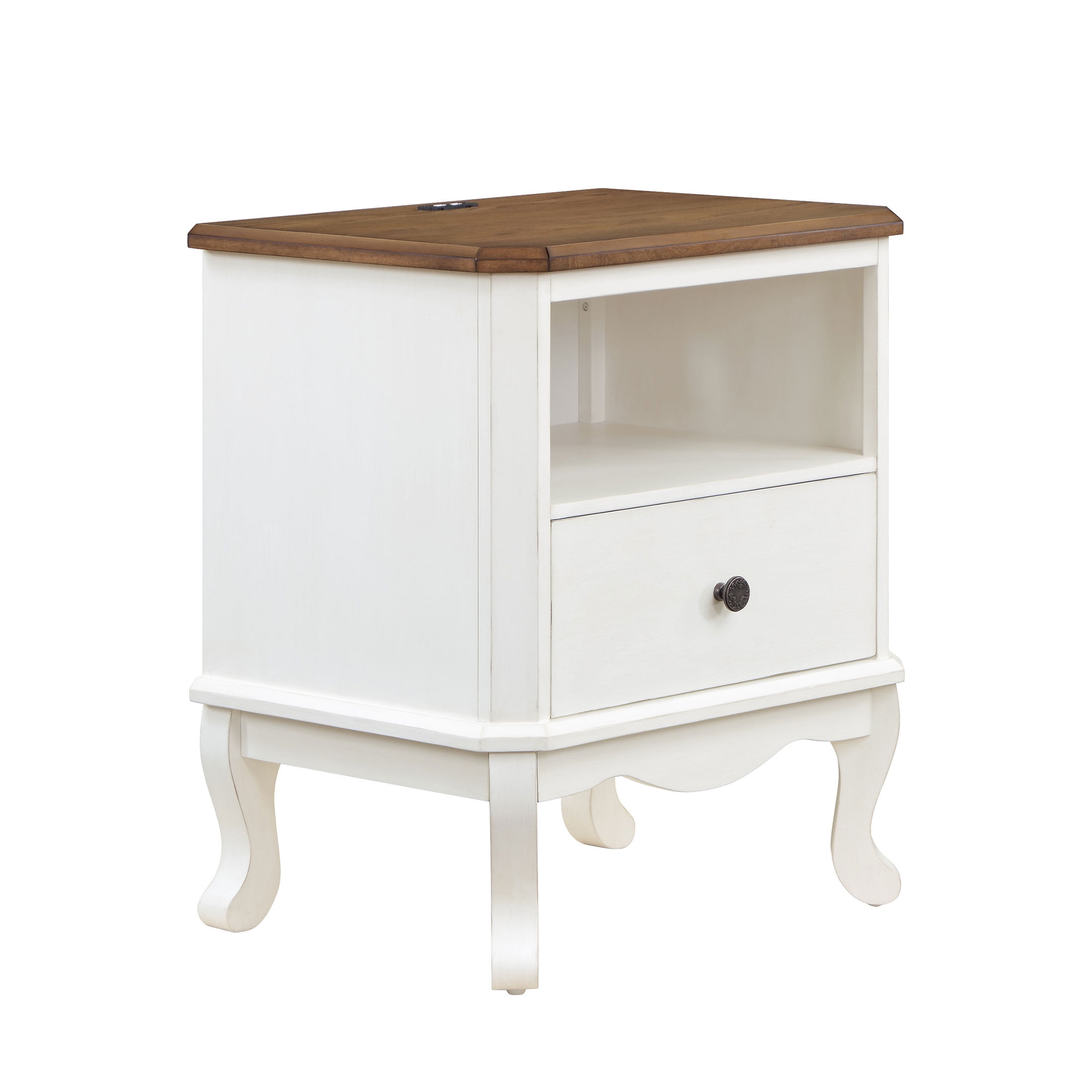 The Pioneer Woman Nightstand with Drawer and Made With Solid Wood Frame White