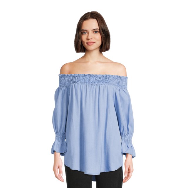 The Pioneer Woman Off The Shoulder 3/4 Sleeve Blouse, Women's - Walmart.com