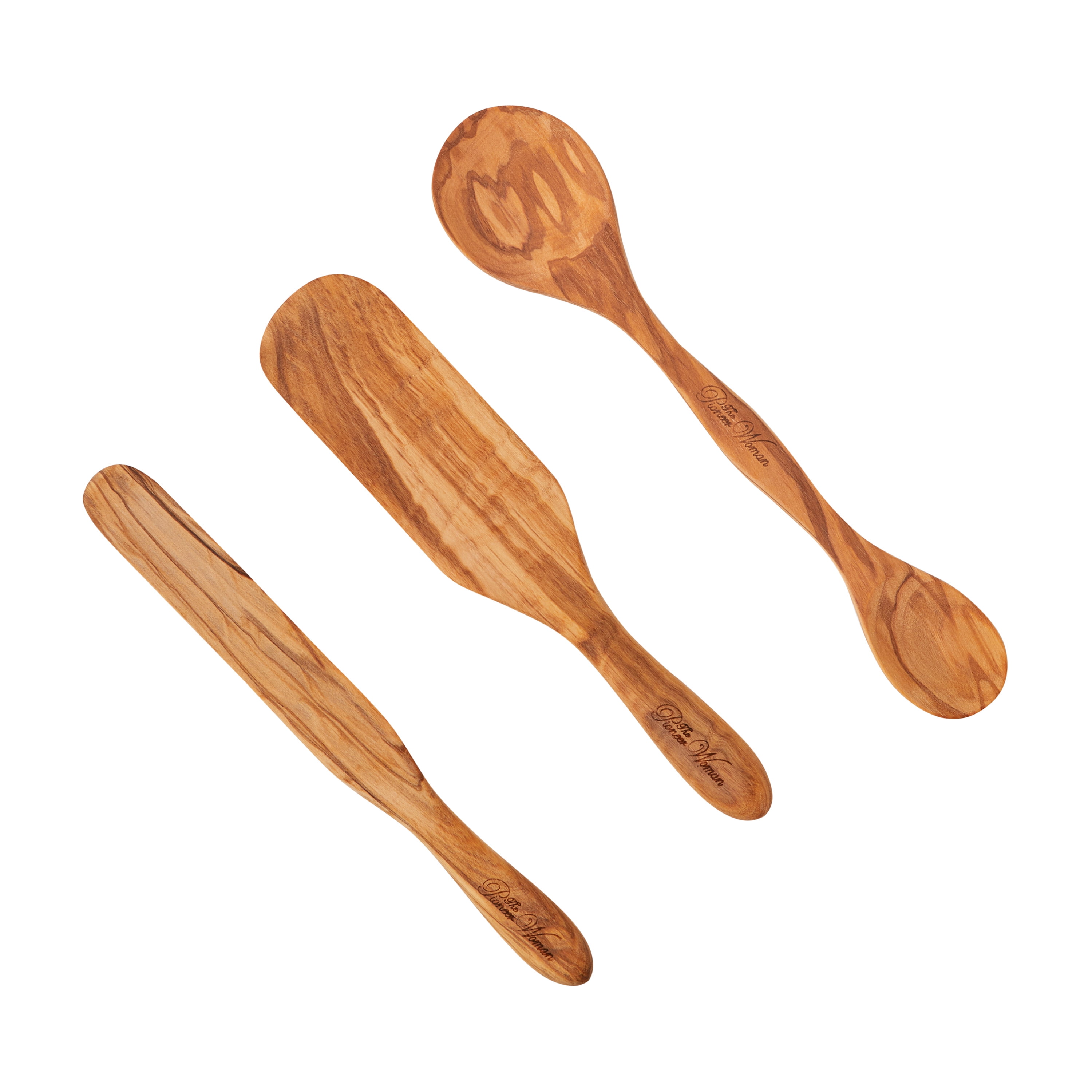 4 PC OLIVE-WOOD UTENSIL COOKING SET
