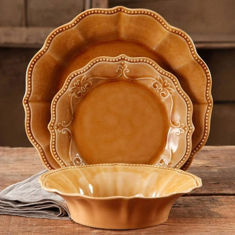 The Pioneer Woman Paige 12 Piece Dinnerware Set Yellow