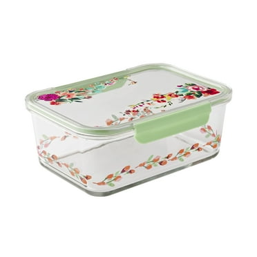 The Pioneer Woman Painted Meadow 10-Cup Rectangle Glass Food Storage Containers with Tritan Lid
