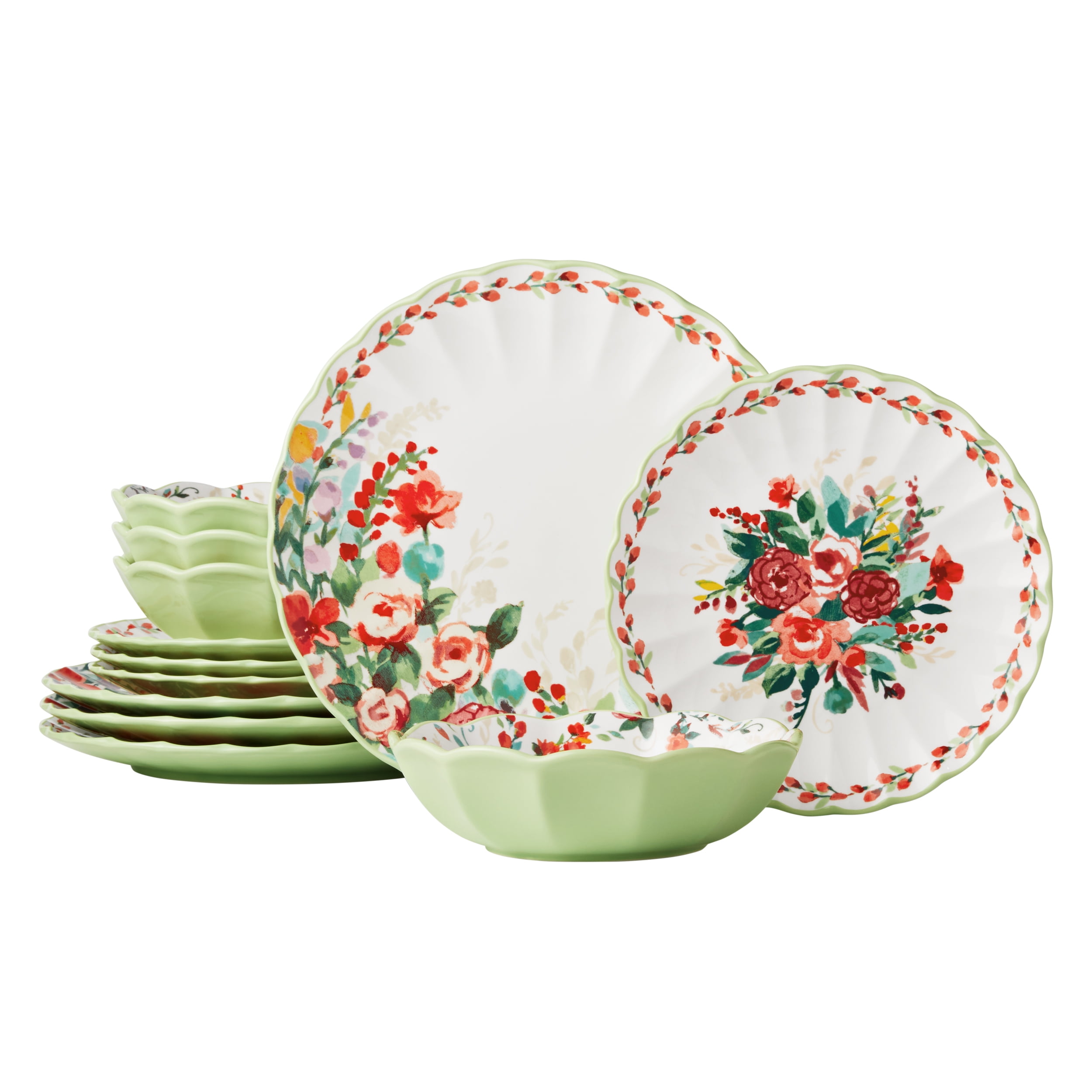 The Pioneer Woman Painted Meadow 12Piece Ceramic Dinnerware Set