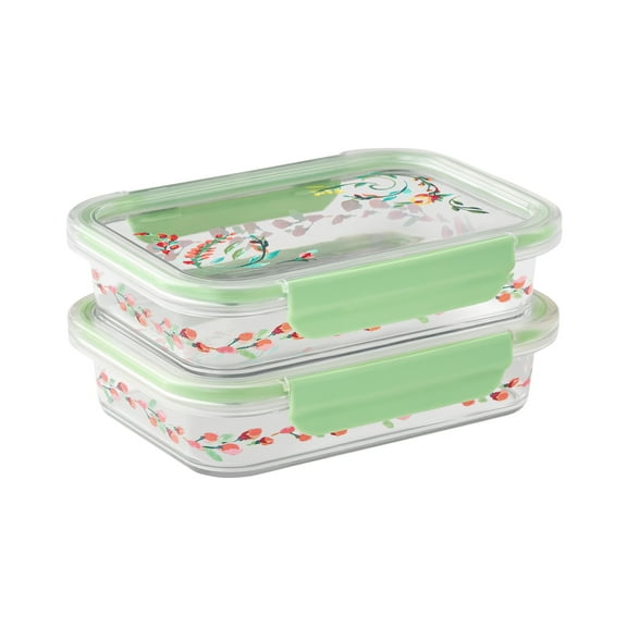 The Pioneer Woman Painted Meadow 2.3-Cup Rectangle Tritan Food Storage Containers with Tritan Lid, Set of 2