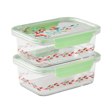 The Pioneer Woman Painted Meadow 4-Cup Rectangle Tritan Food Storage Containers with Tritan Lid, Set of 2