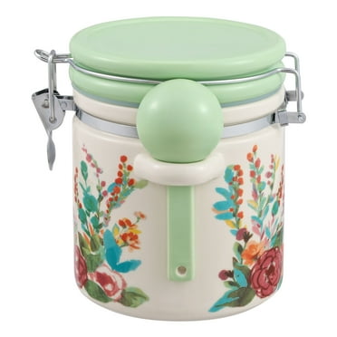 The Pioneer Woman Painted Meadow Large Canister with Ceramic Spoon
