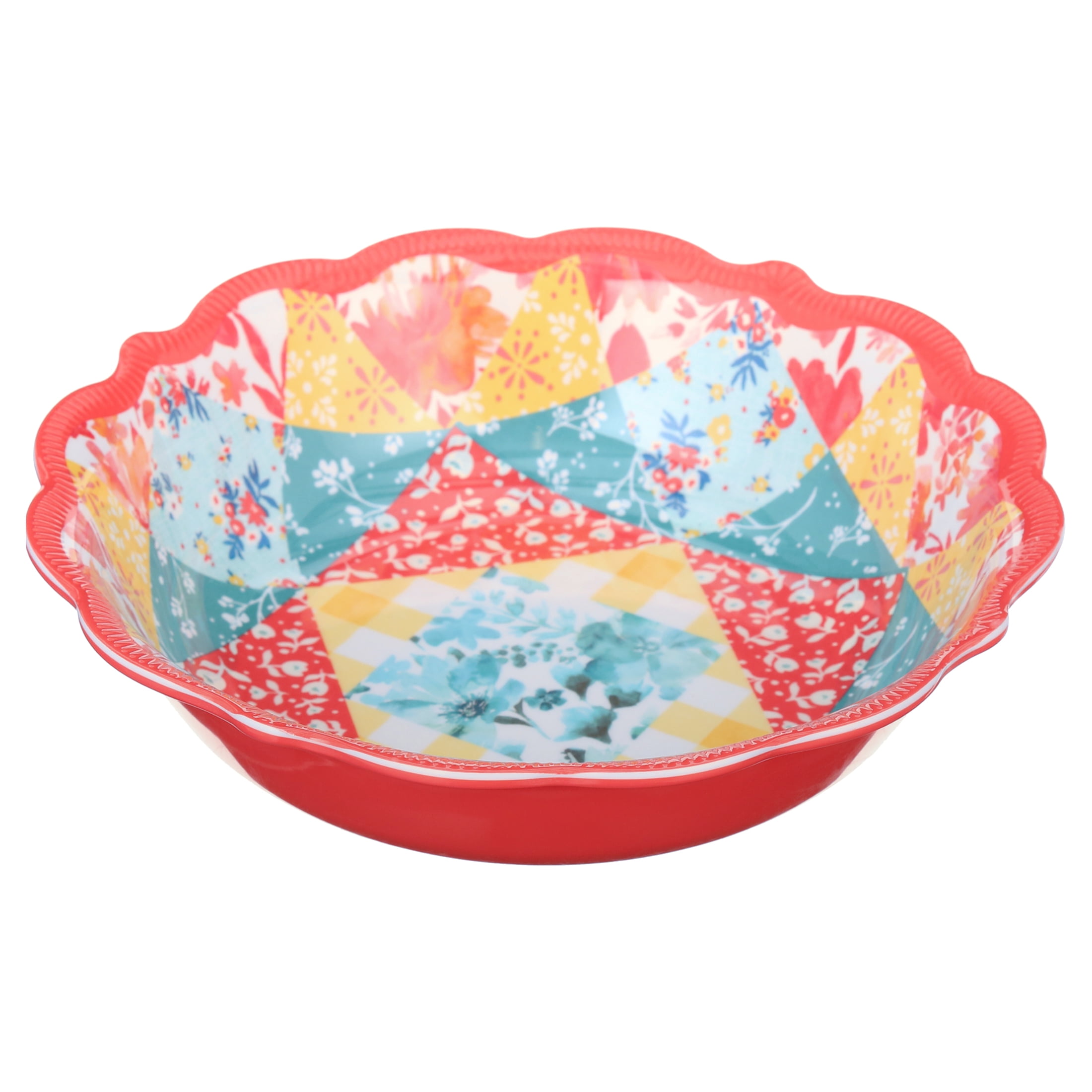 The Pioneer Woman Patchwork Medley Melamine Dinner Bowl, Coral