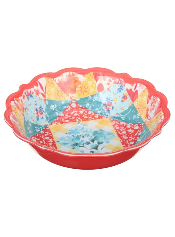 The Pioneer Woman Patchwork Medley Melamine Dinner Bowl, Coral