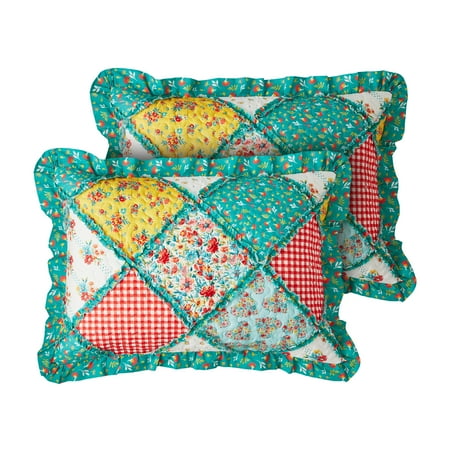 The Pioneer Woman Petal Party 2-Piece Cotton and Polyester Quilted Sham Set, King