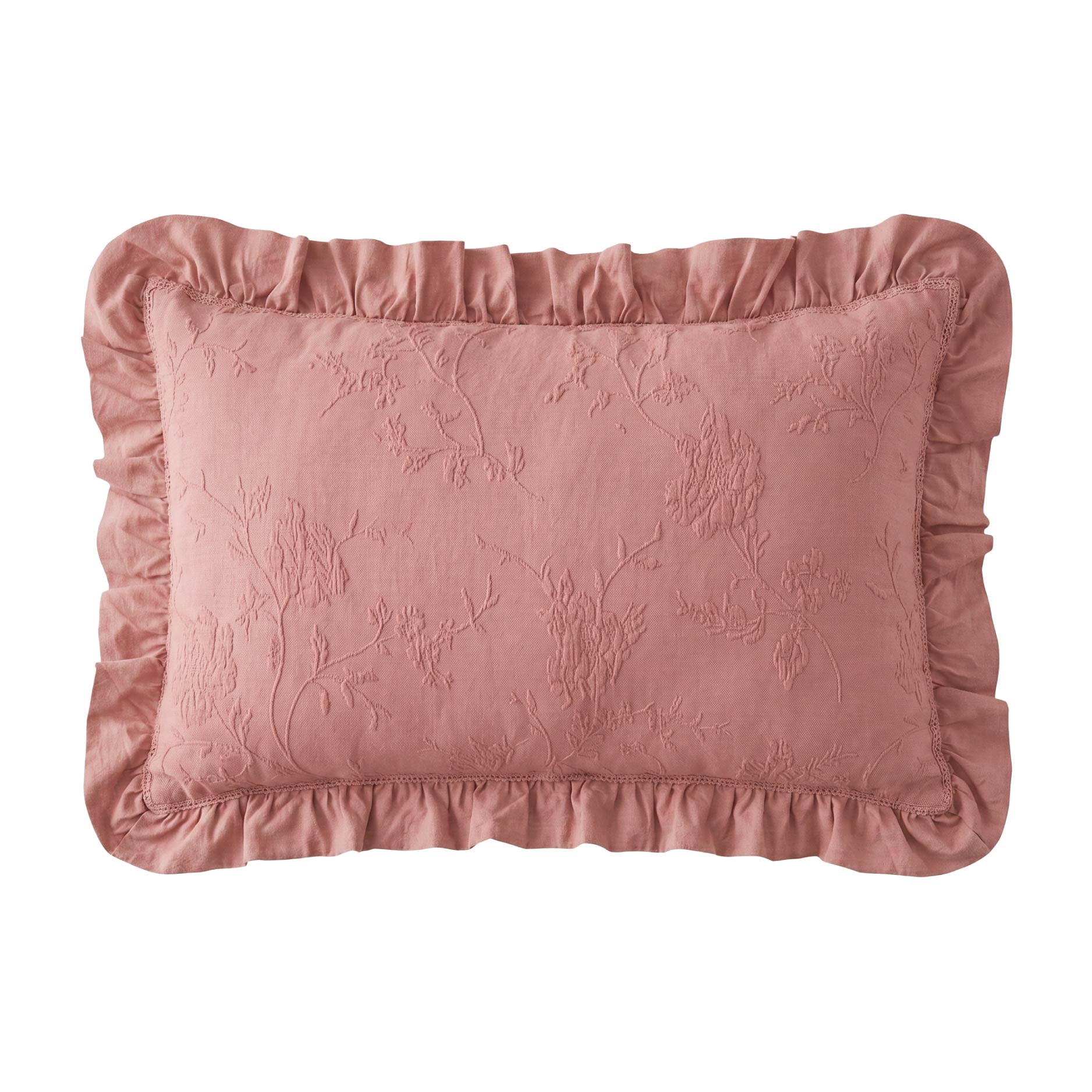 The Pioneer Woman Pink Matelasse Floral Crochet Ruffle Decorative