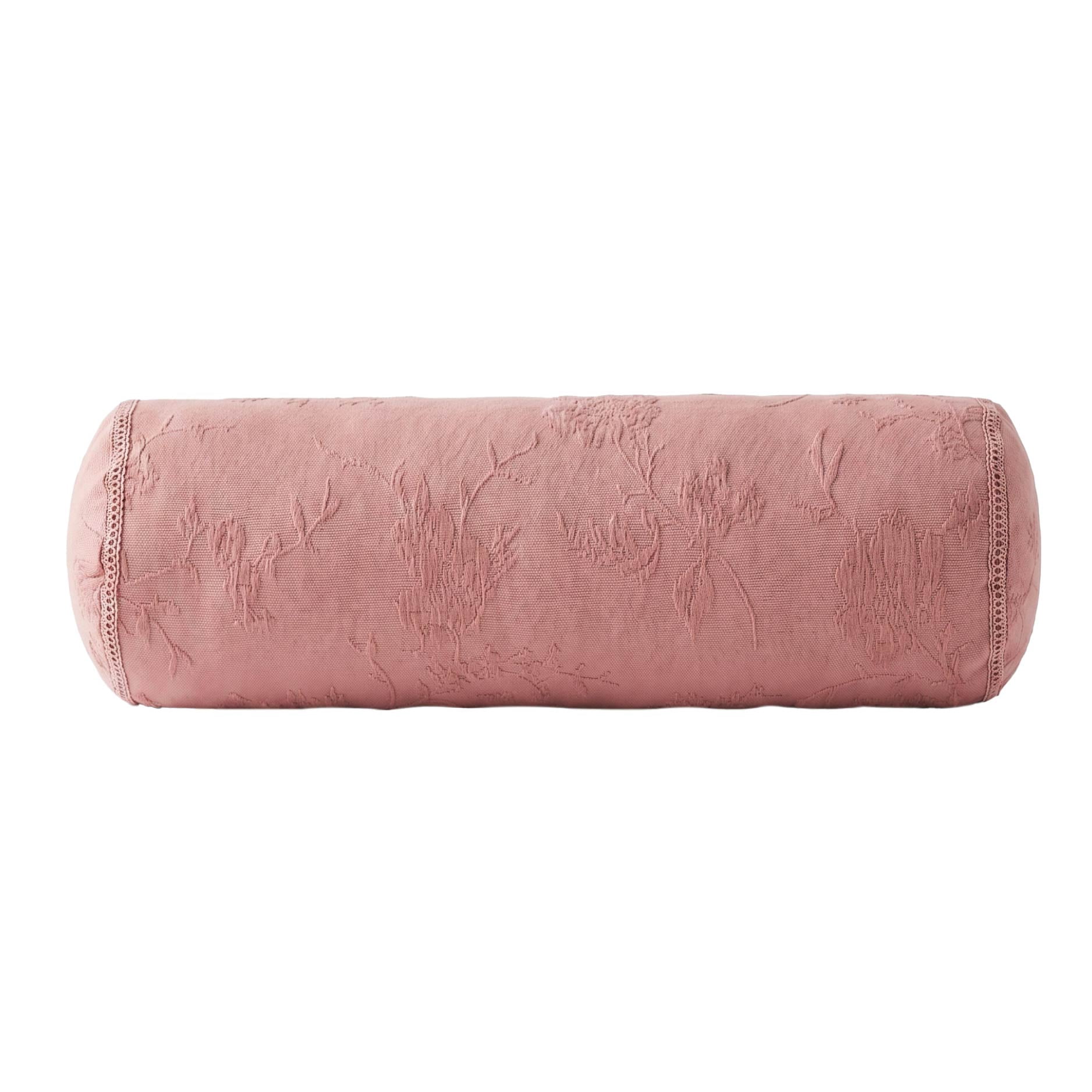 The Pioneer Woman Pink Matelassé Floral Crochet Trim Decorative Bolster Pillow