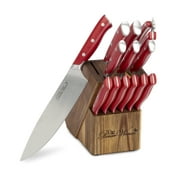 The Pioneer Woman Pioneer Signature 14-Piece Stainless Steel Knife Block Set, Red