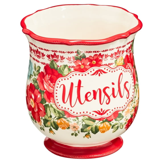 The Pioneer Woman Pioneer Vintage Floral 6.75-inch Stoneware Utensil Holder