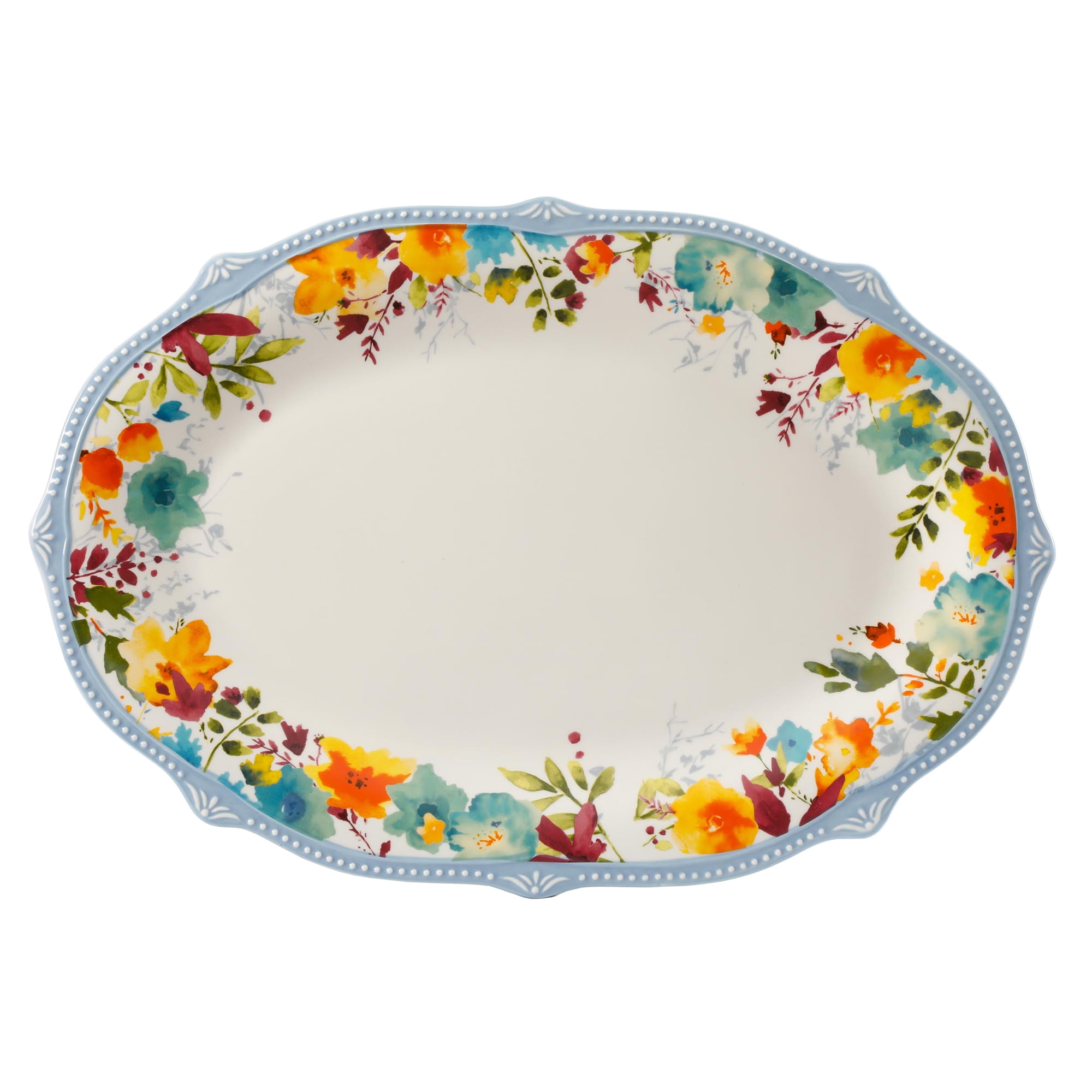 The Pioneer Woman Willow 21-inch Ceramic Oval Platter - Walmart.com