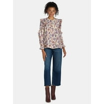 The Pioneer Woman Pleated Ruffle Blouse, Women’s, Sizes S-3X