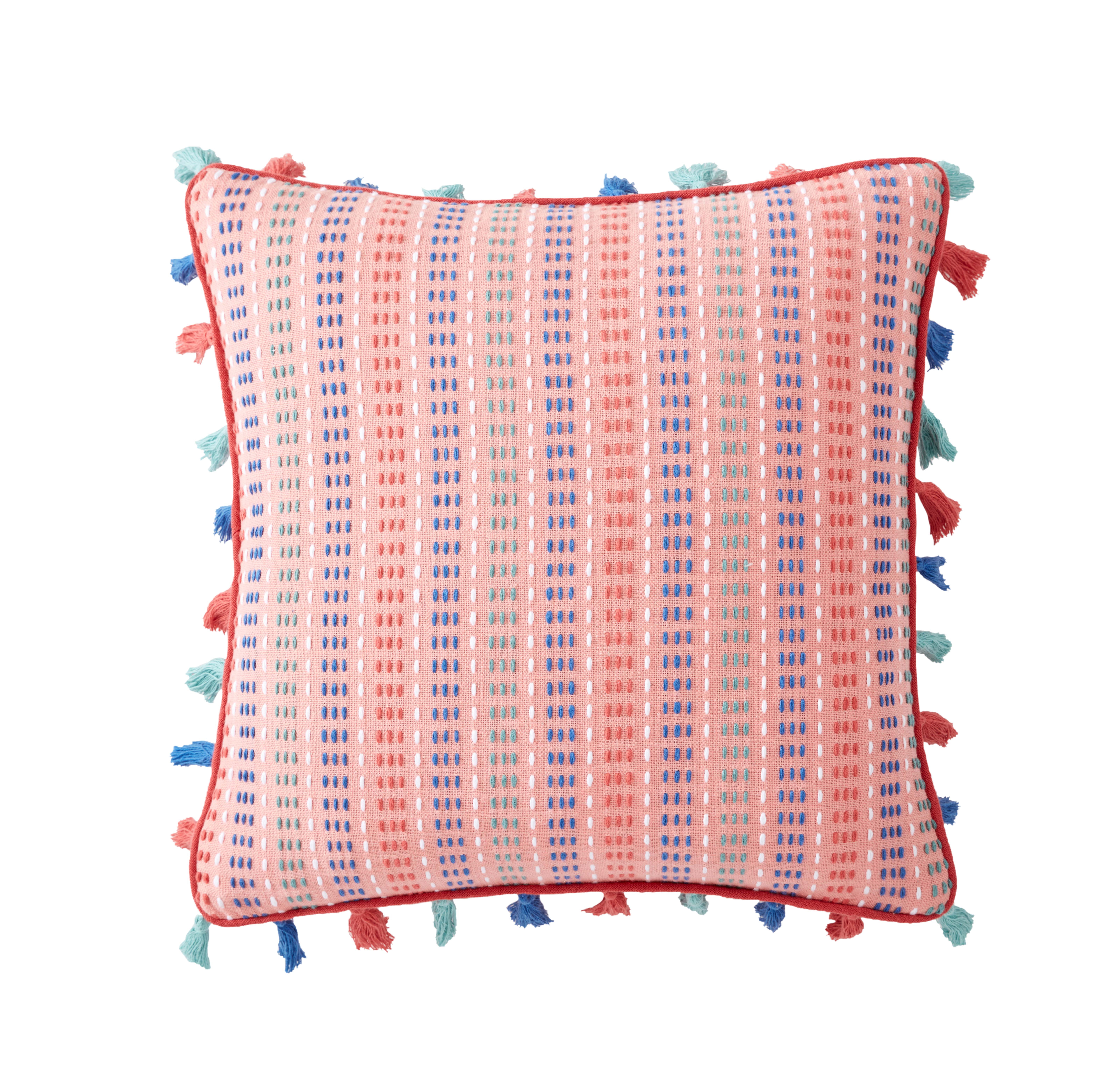 The Pioneer Woman Kantha Stitch Decorative Throw Pillow, Blush, 18" x 18"
