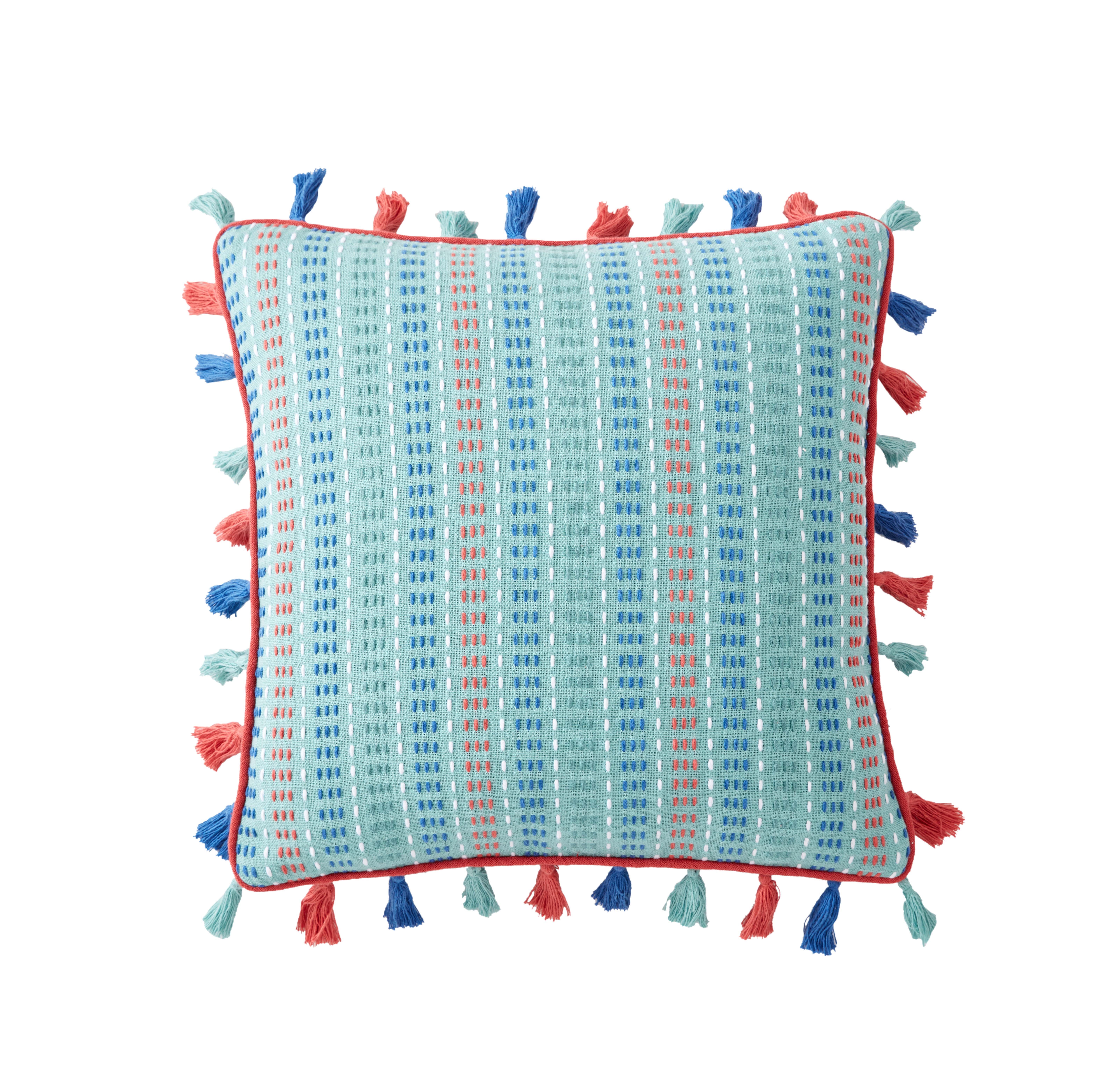 The Pioneer Woman Kantha Stitch Decorative Throw Pillow, Mint, 18" x 18"