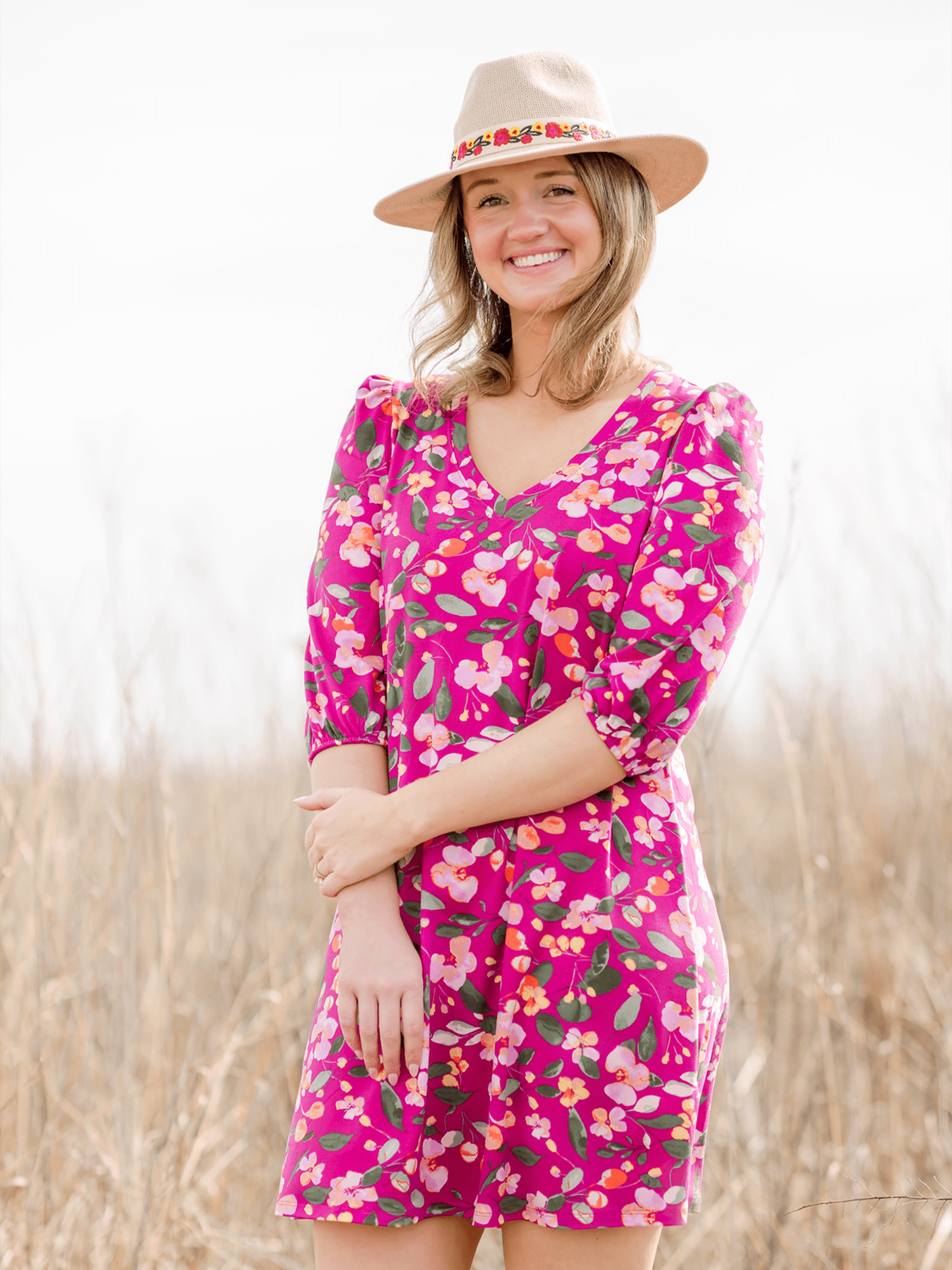 the-pioneer-woman-puff-sleeve-dress-women-s-sizes-s-3x-walmart