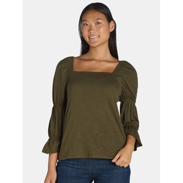 The Pioneer Woman Puff Sleeve Top, Women's, Sizes XS-3X