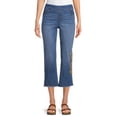 thumbnail image 1 of The Pioneer Woman Pull-On Embroidered Cropped Jeans, Women's, 1 of 7