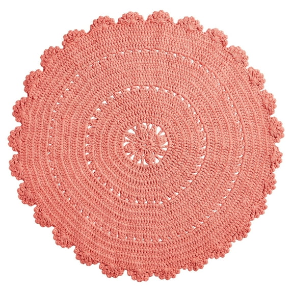 The Pioneer Woman Round Cotton Crochet Accent Rug, Coral
