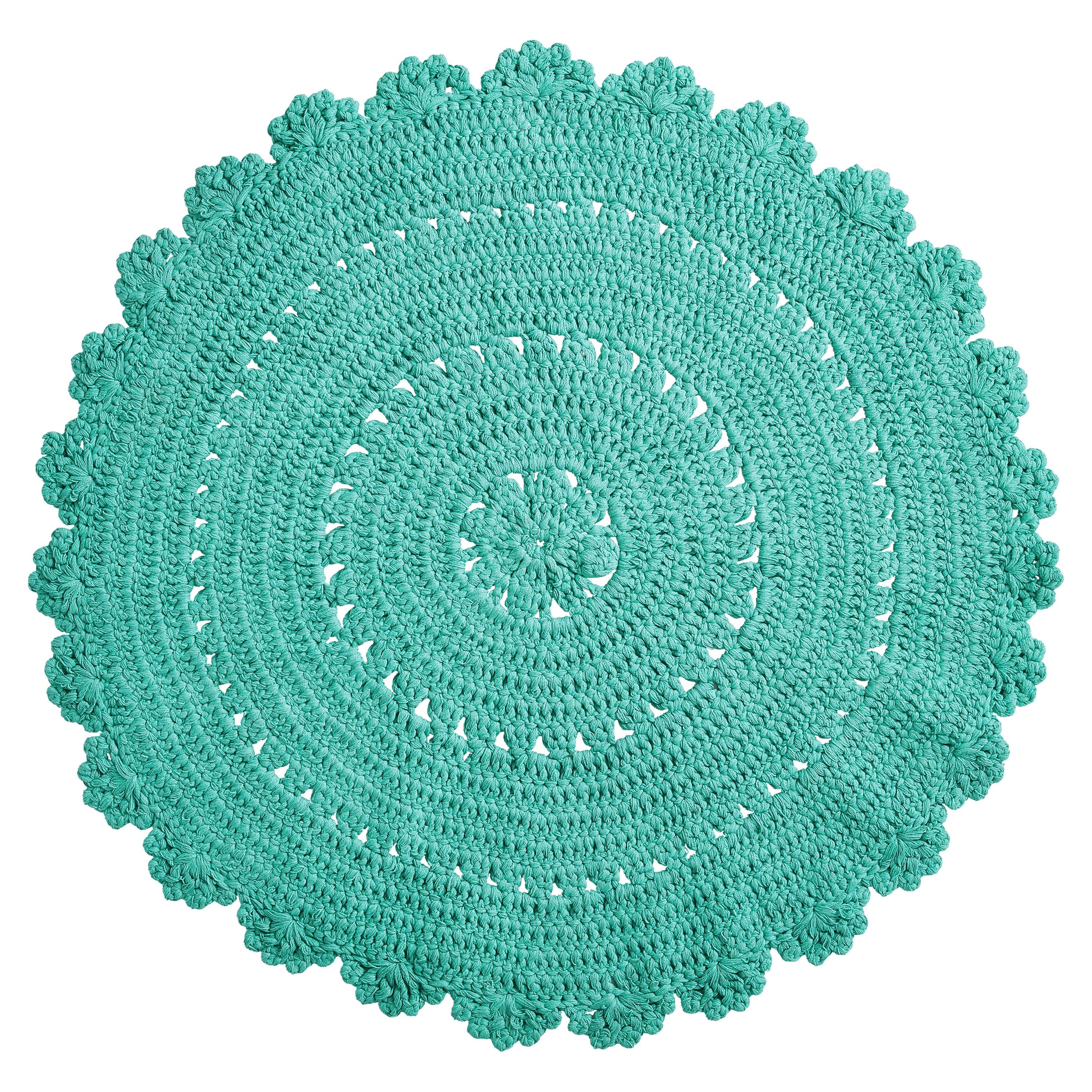 The Pioneer Woman Round Cotton Crochet Accent Rug, Teal - image 1 of 5