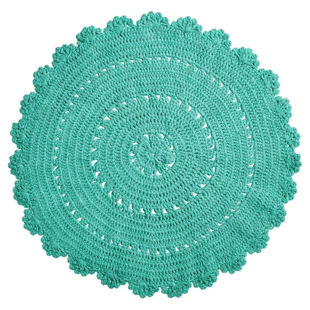 The Pioneer Woman Round Cotton Crochet Accent Rug, Teal