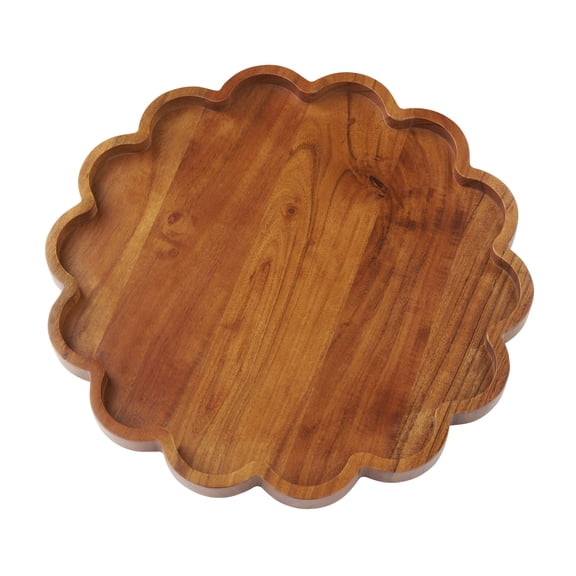 The Pioneer Woman Round Scallop Wood Serving Board, 14 in