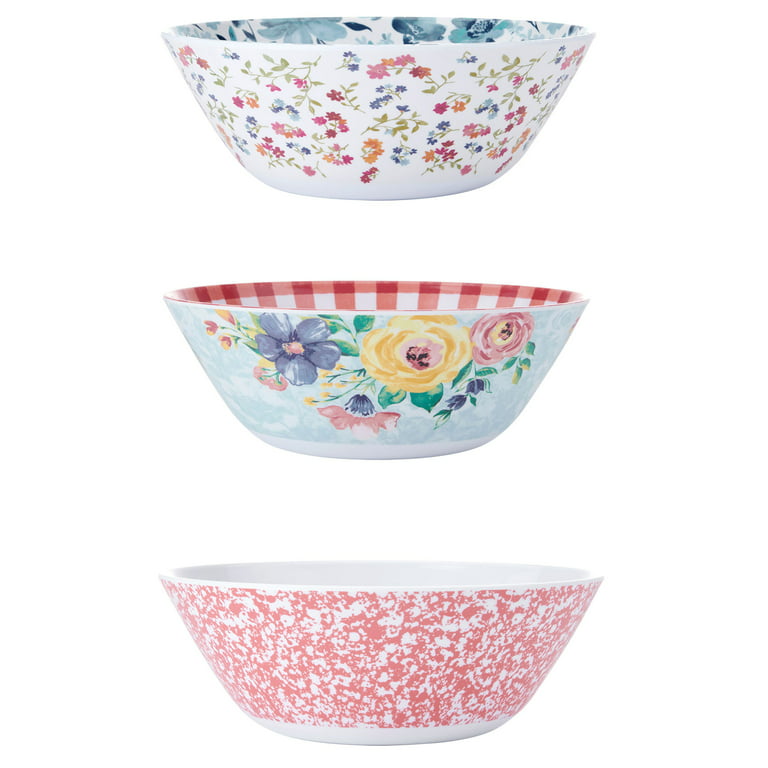 The Pioneer Woman Set of 3 10-inch Salad Bowls in Assorted Patterns 