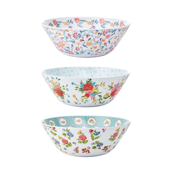 The Pioneer Woman Set of 3 10-inch Salad Bowls in Assorted Patterns