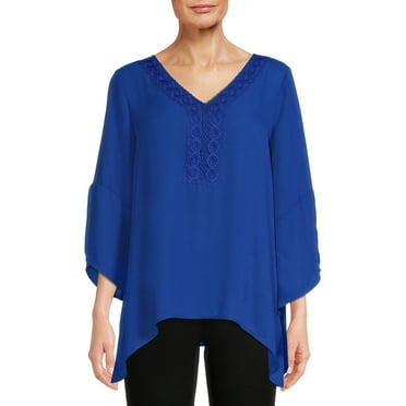 The Pioneer Woman Peasant Blouse with Crochet Trim - Walmart.com