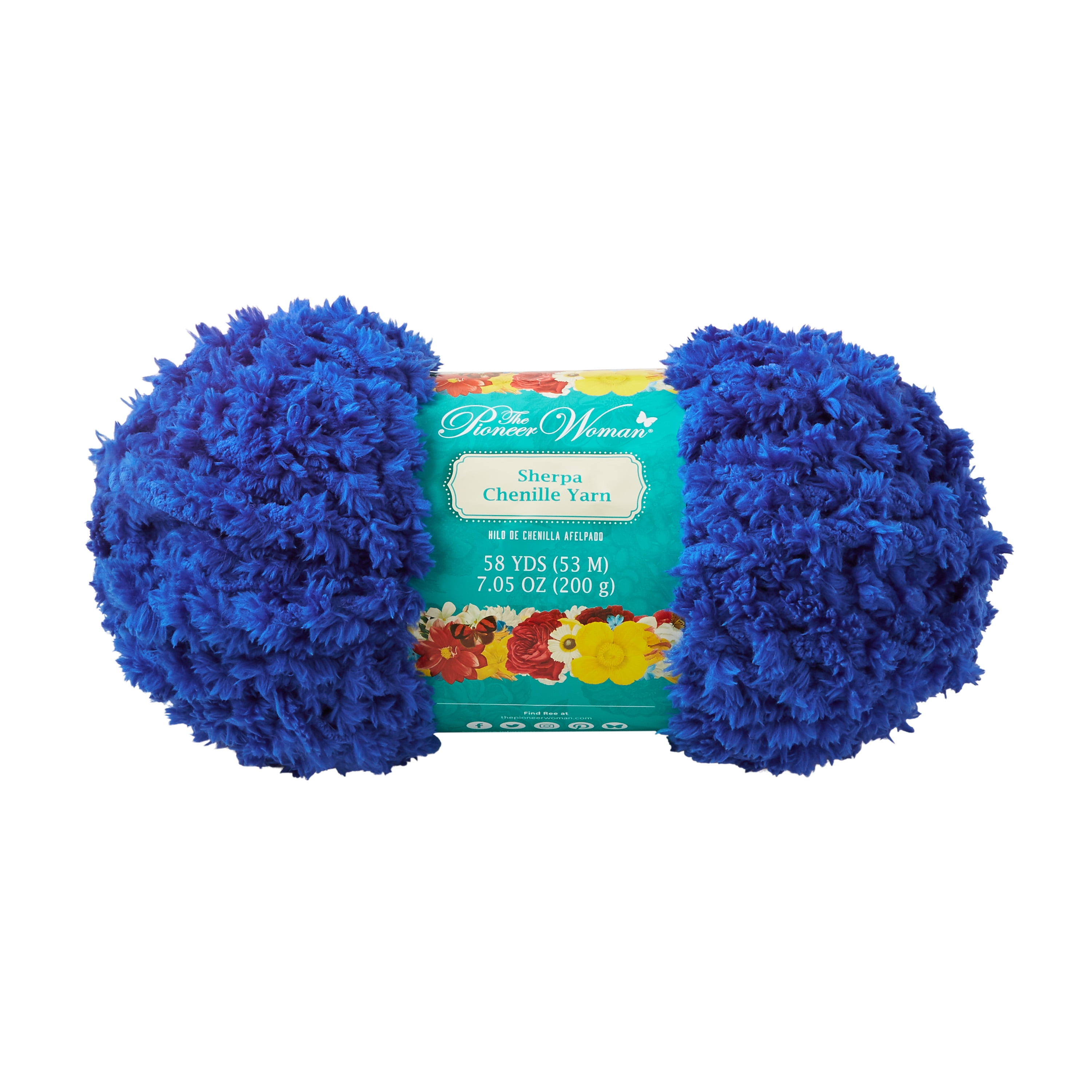 The Pioneer Woman Sherpa Chenille Bright Blue Yarn, 58 yd