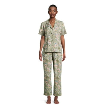 The Pioneer Woman Short Sleeve Notch Collar Top and Pant Pajama Set, 2-Piece, Sizes S-3X